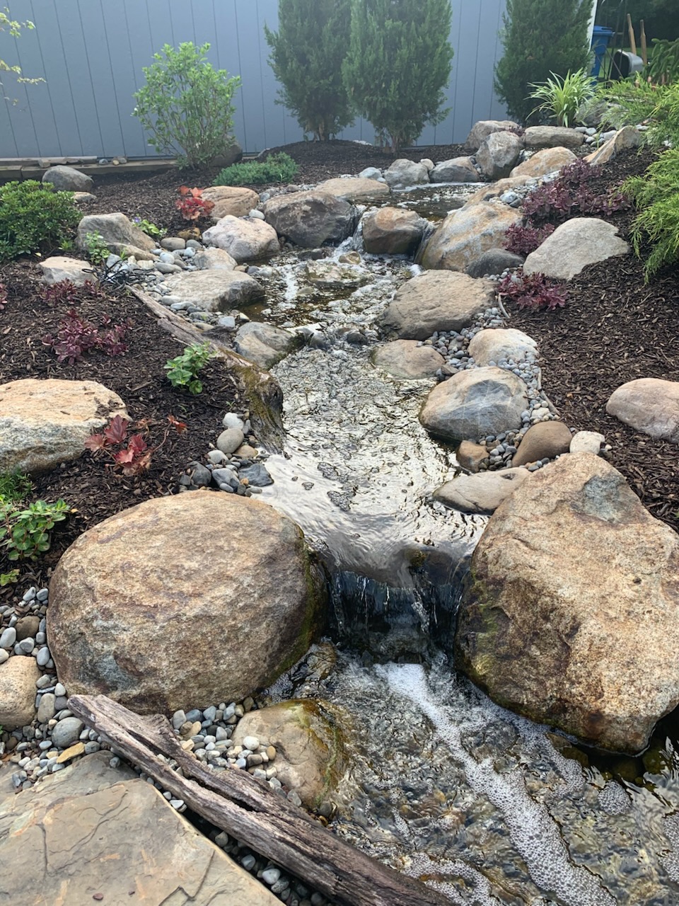 Natural stone stream water feature